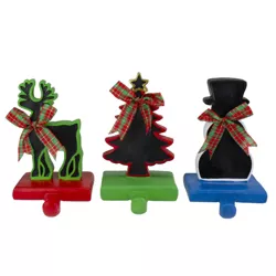 Northlight Set of 3 Reindeer, Tree, and Snowman with Chalkboard Christmas Stocking Holders 7"