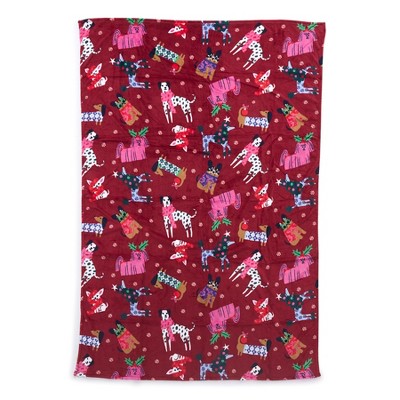 Holiday Hounds Red Fleece Throw Blanket 50" x 80"