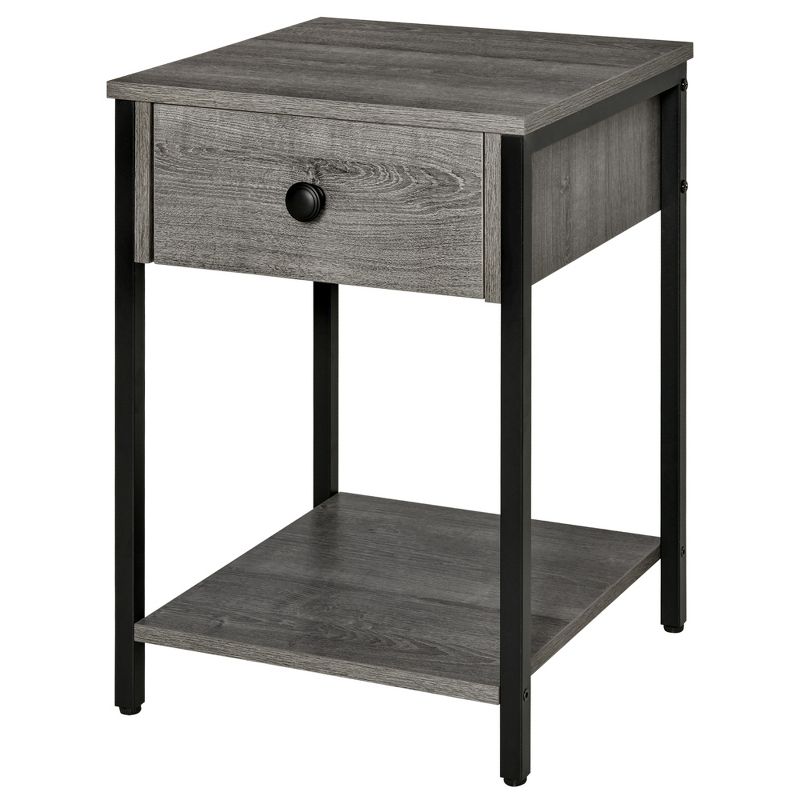 HOMCOM Industrial End Table with Storage Shelf, Accent Side Table with Drawer for Living Room, or Bedroom, 4 of 7