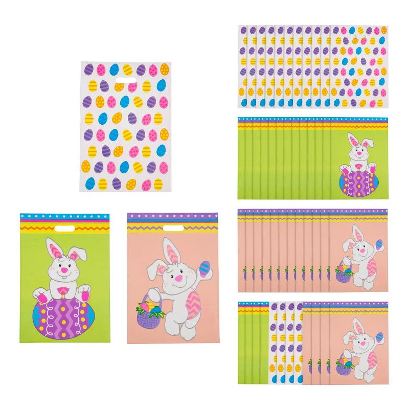 Fun Express Colorful Easter Plastic Goody Bags - 50 Pc. for Treats and Favors