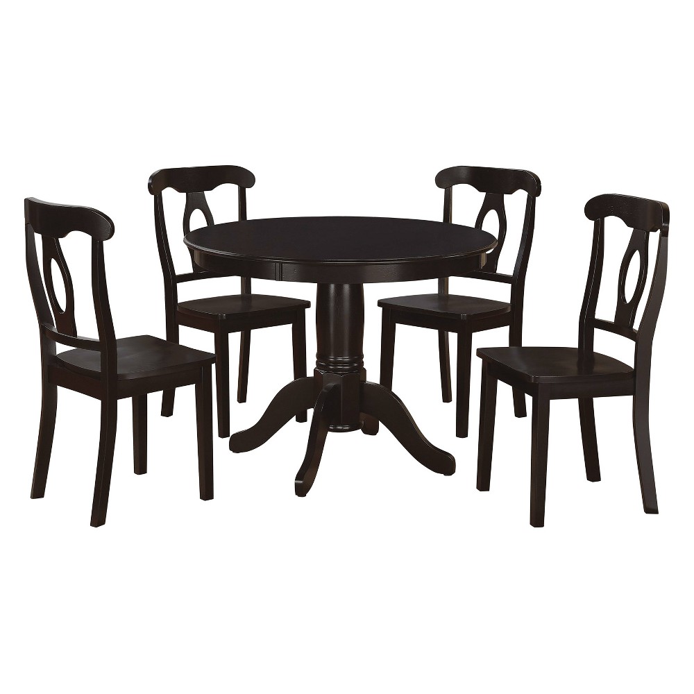 Photos - Dining Table 5pc Stella Traditional Height Pedestal Dining Set Black - Dorel Living