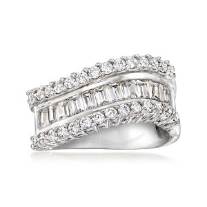 Ross-Simons Sterling Silver-Plated Curved Ring With 1.90 ct. t.w. Czs - 1 of 4