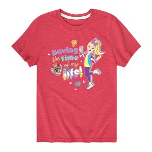 Boys' JoJo Siwa Time Of My Life Short Sleeve Graphic T-Shirt - Heather Red - Large - 1 of 4