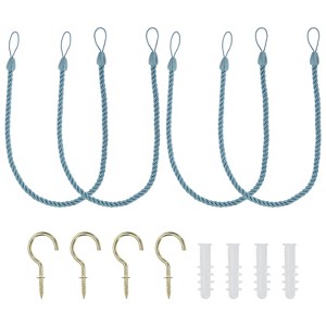 Unique Bargains Braided Decorative with Screw Hooks & Bolts Curtain Holdback Cord 4 Pcs - 1 of 4