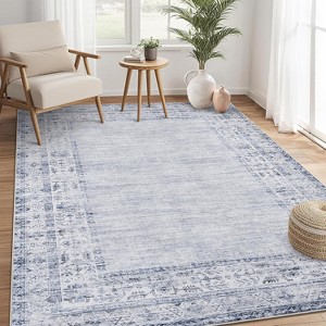 Washable Rug, 8x10 Living Room Rug, Distressed Print Rugs with Non Slip Backing, Non Shedding, Low Pile, for Dining Room, Bedroom, Brown - 1 of 4