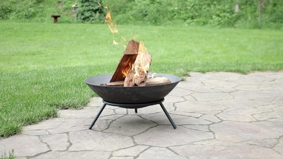 22-Inch Gray Cast Iron Wood-Burning Fire Pit with Stand