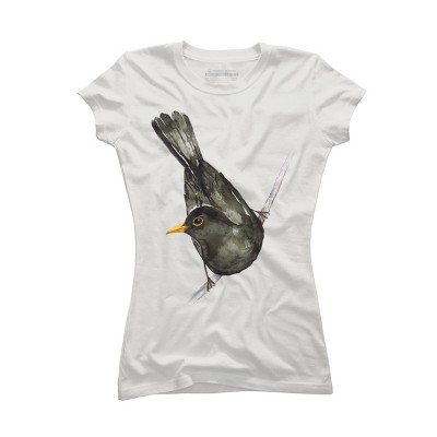 Junior's Design By Humans Blackbird watercolor By Bwiselizzy T-Shirt