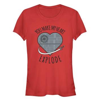 Juniors Womens Star Wars Valentine Death Star Heart T-Shirt