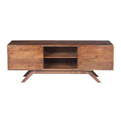 Wooden TV Stand for TVs up to 60" with Wide Storage Brown - The Urban Port