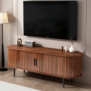 PAGED Wood TV Stand Vintage Entertainment Console with Two Open Shelves, TV Console for Living Room - 1 of 4