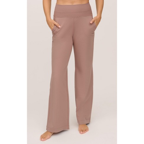 ONLY fold over waistband flare pants in brown - part of a set