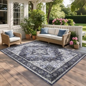 Washable Floral Medallion Soft Non Slip Carpet Indoor Retro Accent Large Floor Carpet Stain Resistant Non Shedding Rugs - 1 of 4
