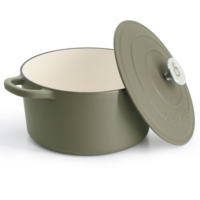 Matte Green 5-Quart Enameled Cast Iron Dutch Oven with Lid