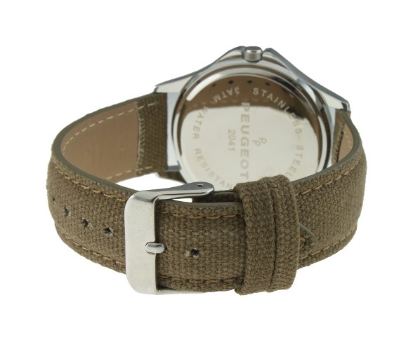 Men's Peugeot&#174;  Military Style Canvas Strap Watch - Green