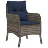 vidaXL 3 Piece Patio Dining Set with Cushions Gray Poly Rattan - 3 of 4