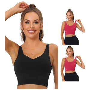 Allegra K Women's Workout Fitness Longline Wireless Padded Sports Bras Multicolored - 1 of 4