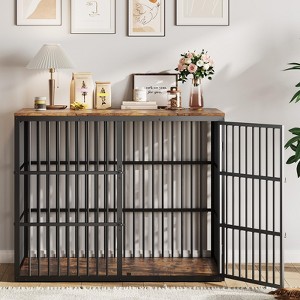 48 in Dog Crate Furniture with 3 Lockable Doors, Heavy Duty Metal Frame and Sturdy Panels, Large End Table for Medium to Large Breeds - 1 of 4