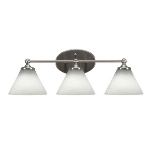 Toltec Lighting Capri 3 - Light Vanity in  Brushed Nickel with 7" White Muslin Shade - 1 of 2