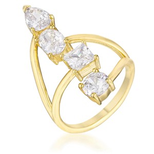 Slickblue 3 Ct. Stunning Clear CZ Goldtone Ring for Women, with Multi-Cut Design, Size 5-10 - 1 of 3