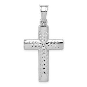 Black Bow Jewelry Sterling Silver Rhodium-Plated D/C & Polished Cross Pendant, 23 x 46mm - 1 of 4