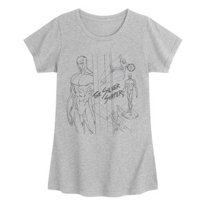 Girls' - Marvel - Fantastic Four Retro Silver Surfer Sketch Fitted Short Sleeve Graphic T-Shirt - 1 of 3