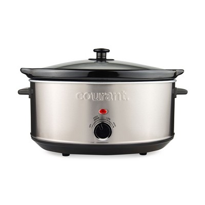 Courant Mini Slow Cooker Crock, with Easy Options 1.6 Quart Dishwasher Safe  Pot, Black Stainless