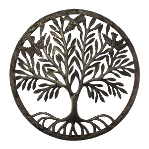 Slickblue 24" Tree of Life in Ring Wall Art, Handcrafted Steel for Indoor/Outdoor Display - 1 of 3