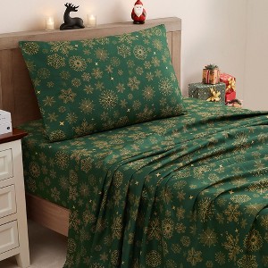 Printed Holiday 4pc Sheet Sets, Easy Care, Soft & Wrinkle-Resistant Holiday Bedding by Sweet Home Collection™ - 1 of 4