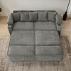 82.7"W 3-in-1 Convertible Sofa Bed with USB Charging, Storage & Cup Holders, Corduroy Sofa Couch Chaise Lounge - ModernLuxe - 3 of 4