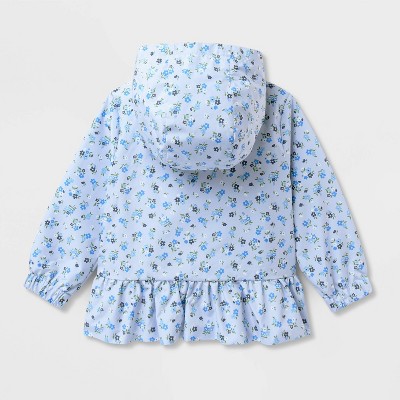 Детские куртки Cat & Jack Toddler Girls' Floral Print Ruffle Waist Rain Jacket - Cat & Jack™ Pink 5T — фото 3