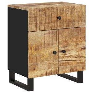 vidaXL Bedside Cabinet Natural wood and black - 1 of 4