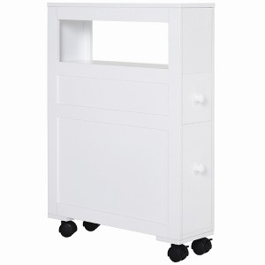 Dexmalle Wood Rolling Narrow Bathroom Side Storage Cabinet - 1 of 4