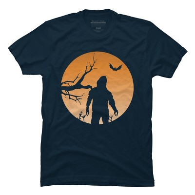 Men's Design By Humans Yeti Halloween Harvest Moon By LivedInTees T-Shirt