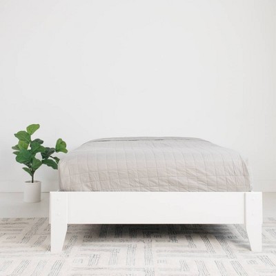 Crisp Matte White Engineered Wood Full Platform Bed Frame