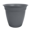 HC Companies 12 Inch Eclipse Planter Indoor Outdoor Round Classic Pot w/ Attached Saucer for Flowers, Vegetables, and Succulents, Warm Gray (2 Pack) - 2 of 4