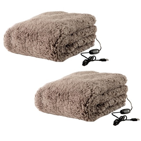 Heated Blanket 2-pack - Usb-powered Fleece Throw Blankets For
