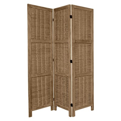 5 1/2 ft. Tall Bamboo Matchstick Woven Room Divider - Burnt Gray (3 Panel)