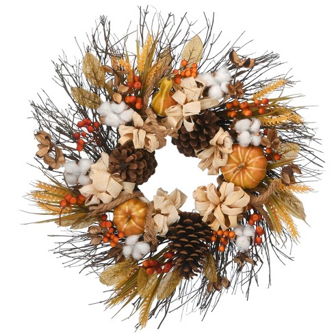 National Tree Company Artificial Autumn Wreath, Decorated With Pinenuts ...