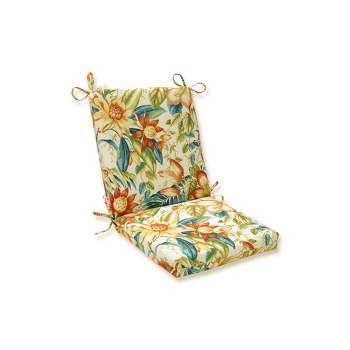 Botanical Glow Tiger Lily Squared Corners Outdoor Chair Cushion Blue - Pillow Perfect