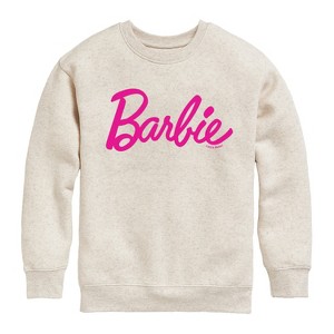 Boys' - Barbie - Classic Pink Logo Graphic Long Sleeve Fleece Sweatshirt - 1 of 4