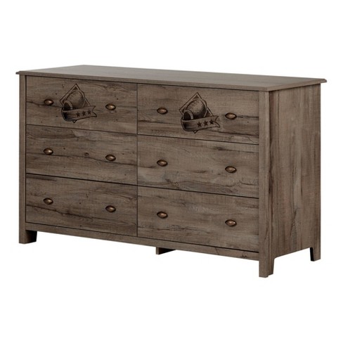 Vinbardi Football 6 Drawer Double Dresser Fall Oak South Shore