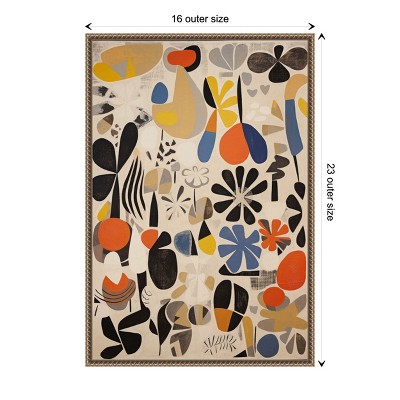 Botanical Selection Abstract Canvas Wall Art with Bronze Frame