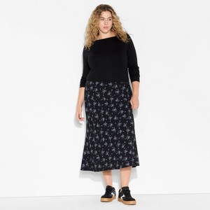 Women's Slim Fit Long Sleeve Round Neck T-Shirt - Wild Fable™ - 1 of 3