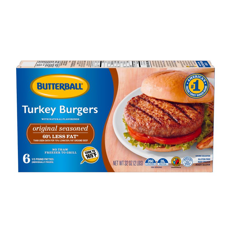 Butterball Seasoned Turkey Burgers - Frozen - 32oz, 1 of 7