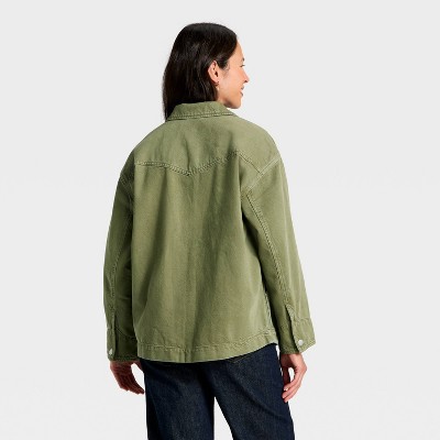 Women's Relaxed Denim Barn Coat - Universal Thread' Green - image 2