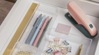 Clear Plastic Stackable Desktop Organizer Trays, Set of 3