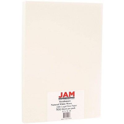 JAM Paper Legal Strathmore 24lb Paper 8.5 x 14 Natural White Wove 2203719139B