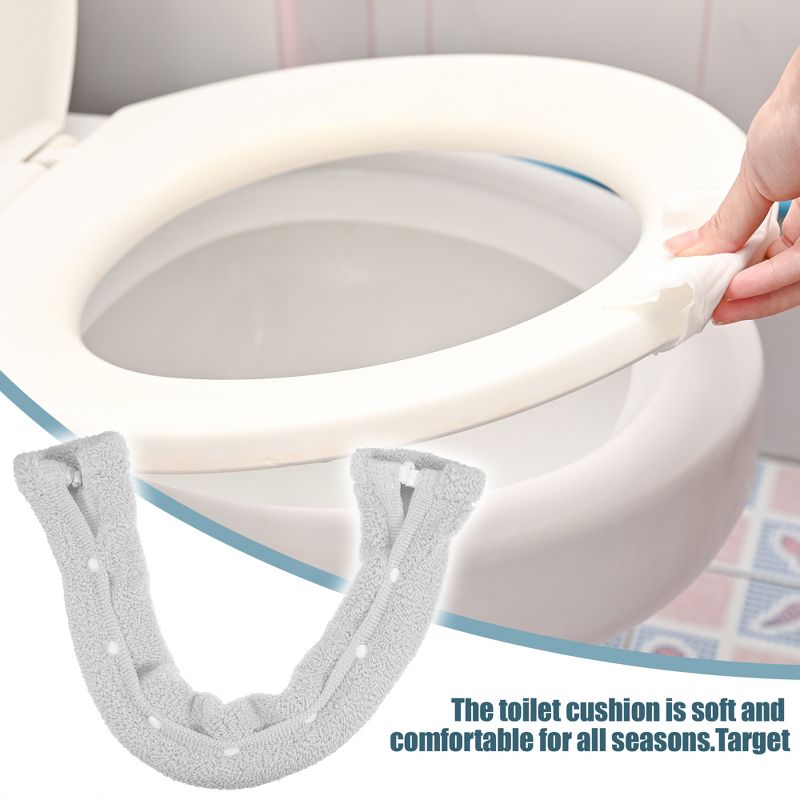 Unique Bargains Washable Reusable Bathroom Soft Warmer Toilet Seat Cover Pad Cushion Lid with Snap 1 Pcs, 2 of 7