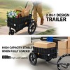 NAYSAYE Bike Wagon Trailer 2-in-1 Pushcart Stroller with Removable Box Waterproof Cover and Tow Hitch for Bicycles, Black, 54.5"*24"*41" - 4 of 4