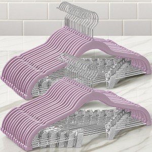 30-Pack Pants Hangers, 16.7-Inch Long Velvet Hangers with Adjustable Clips,  Heavy-Duty, Non-Slip Skirt Hangers, Velvet Pants Hangers - 1 of 4